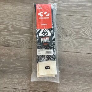 NWT ThirtyTwo Unisex Black & White 32 Merino Powell Snowboard Socks Size L/XL